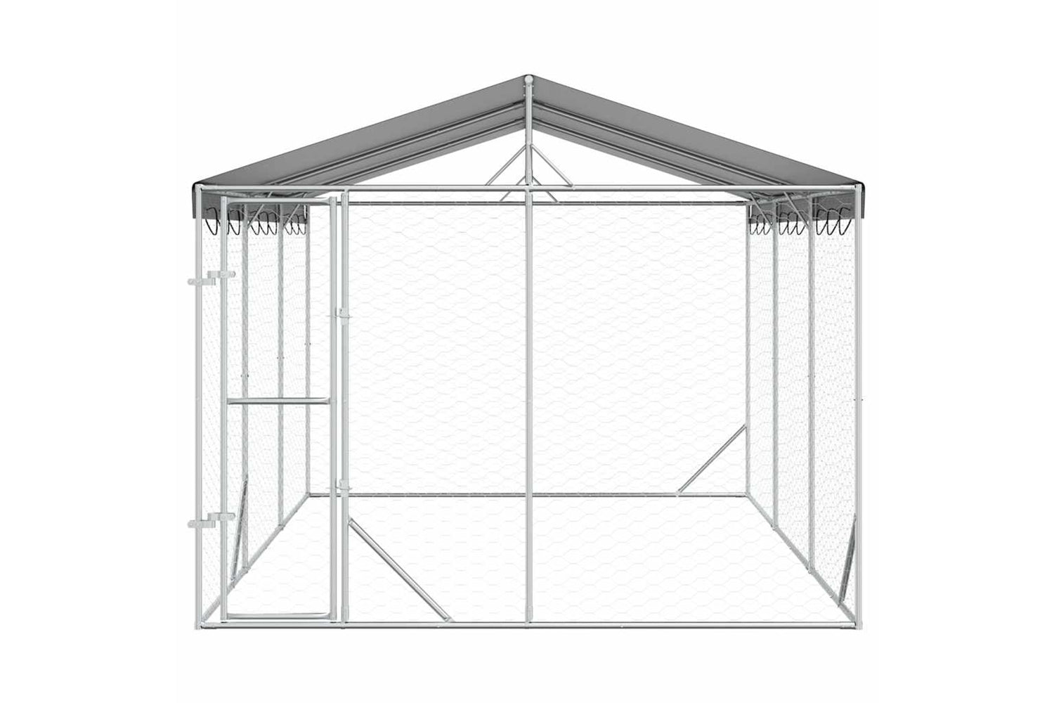 Vidaxl 3190487 Outdoor Dog Kennel With Roof Silver 3x4.5x2.5 M Galvanised Steel-3