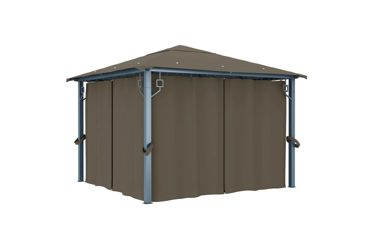 Vidaxl 3070334 Gazebo With Curtain&led String Lights 3x3 M Taupe Aluminium-2