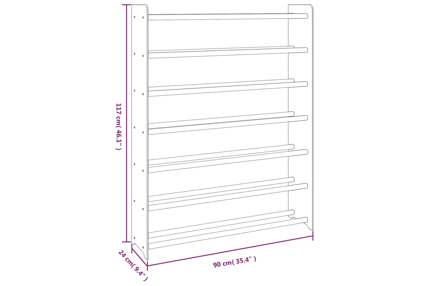 vidaXL 327350 Shoe Rack Brown 90x24x117cm Engineered Wood-5