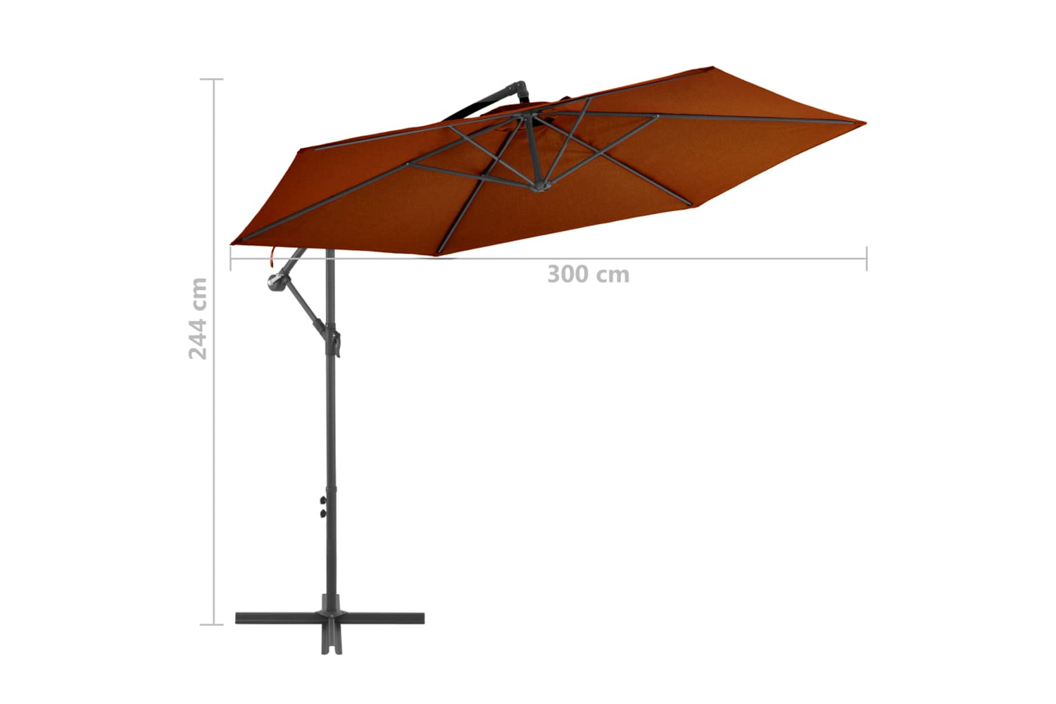 vidaXL 313755 Cantilever Umbrella With Aluminium Pole Terracotta 300cm-8