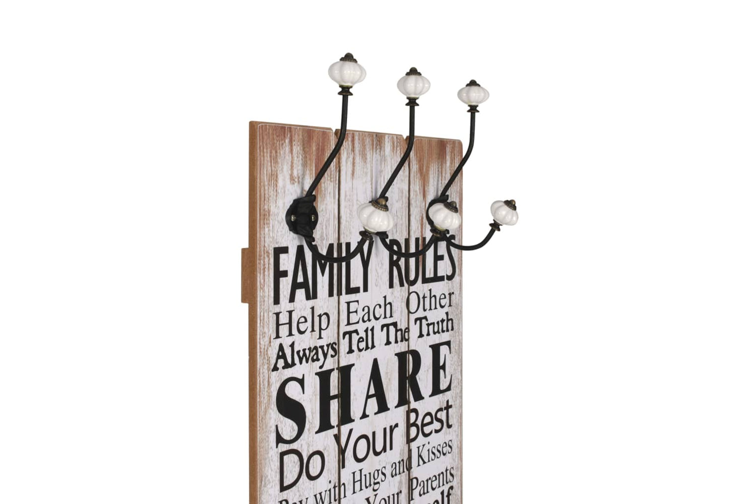 vidaXL 245854 Wall-mounted Coat Rack With 6 Hooks 120x40cm Family Rules-3