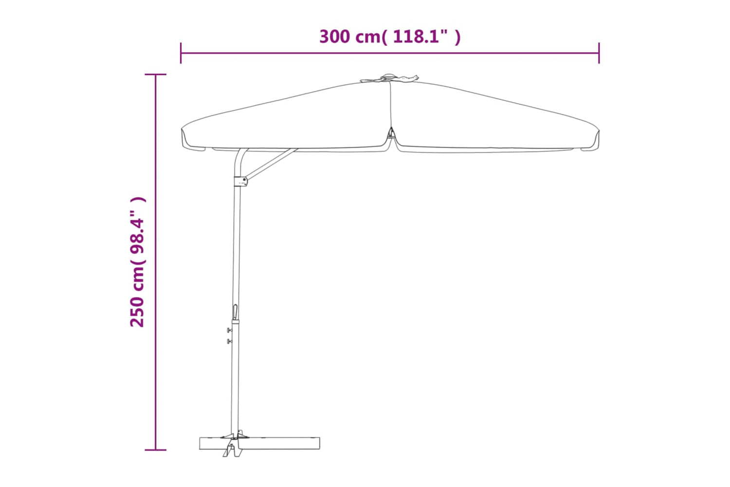 vidaXL 47314 Outdoor Parasol With Steel Pole 300x250cm Anthracite-7
