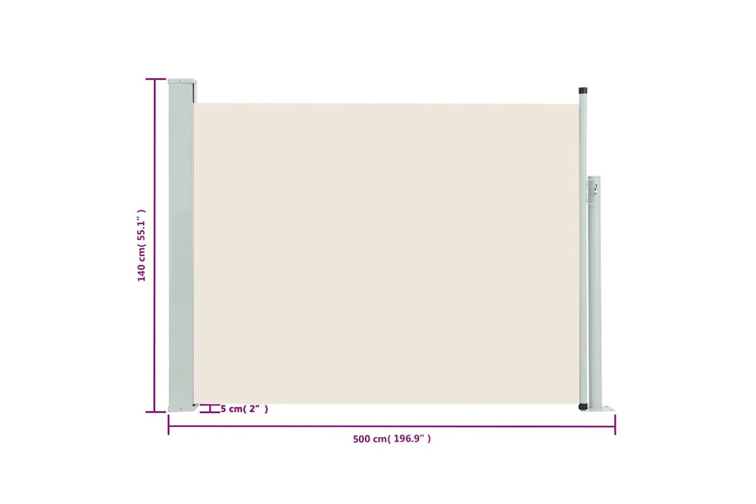 vidaXL 48395 Patio Retractable Side Awning 140x500cm Cream-3