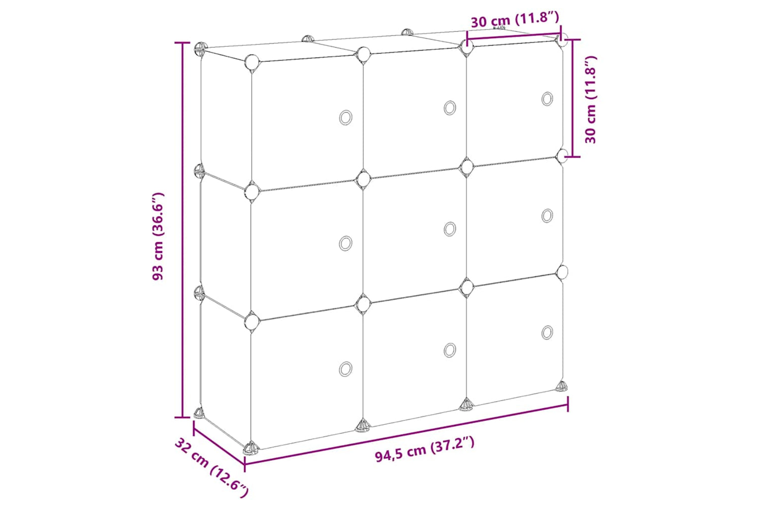 Vidaxl 340558 Storage Cube Organiser With 9 Cubes And Doors Black Pp-8