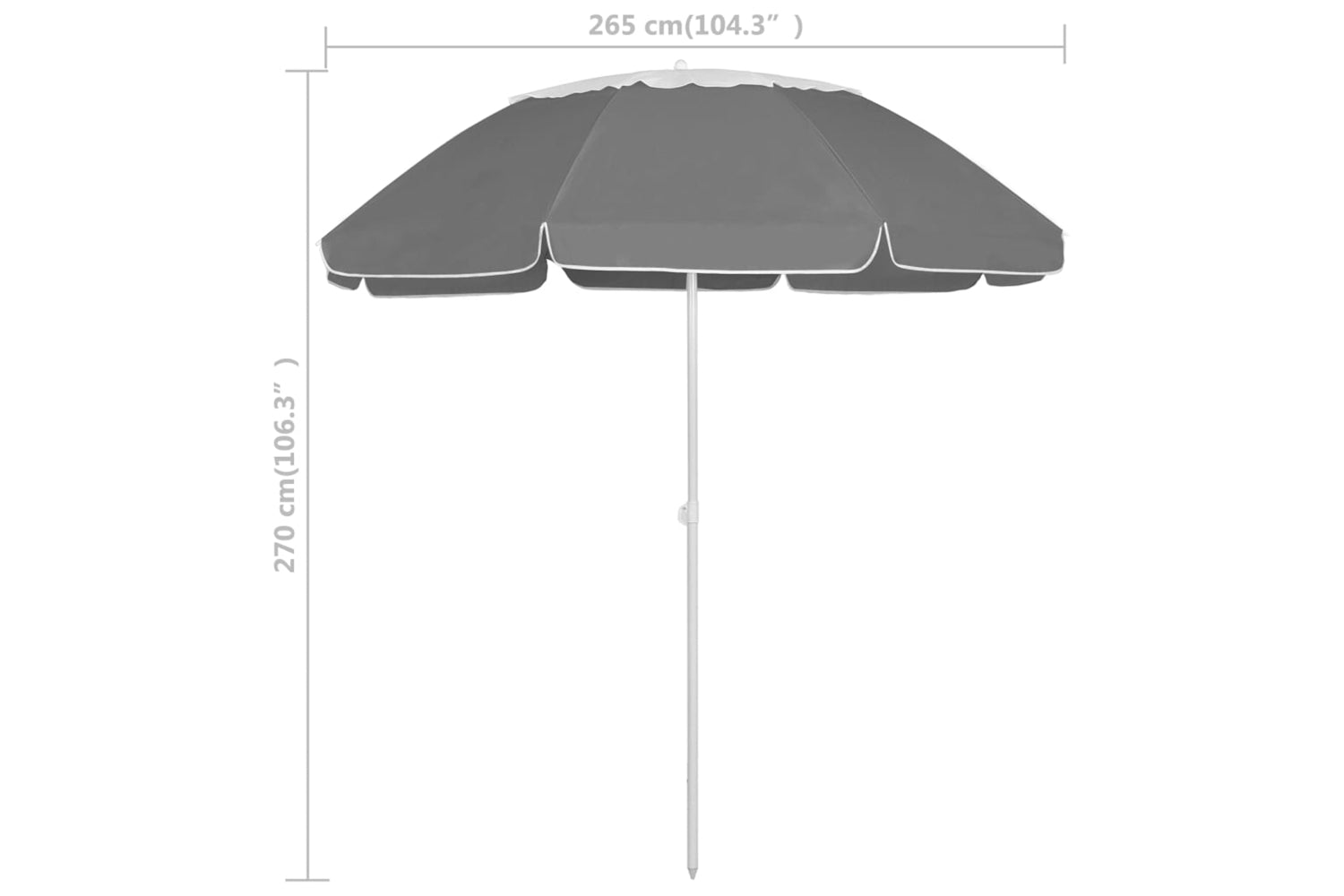 vidaXL 314718 Beach Umbrella Anthracite 300cm-7