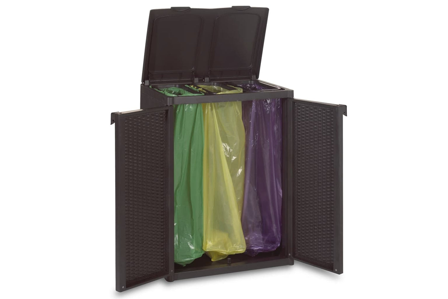 vidaXL 151224 Trash Bin With 2 Doors Black 65x45x88cm Pp-5