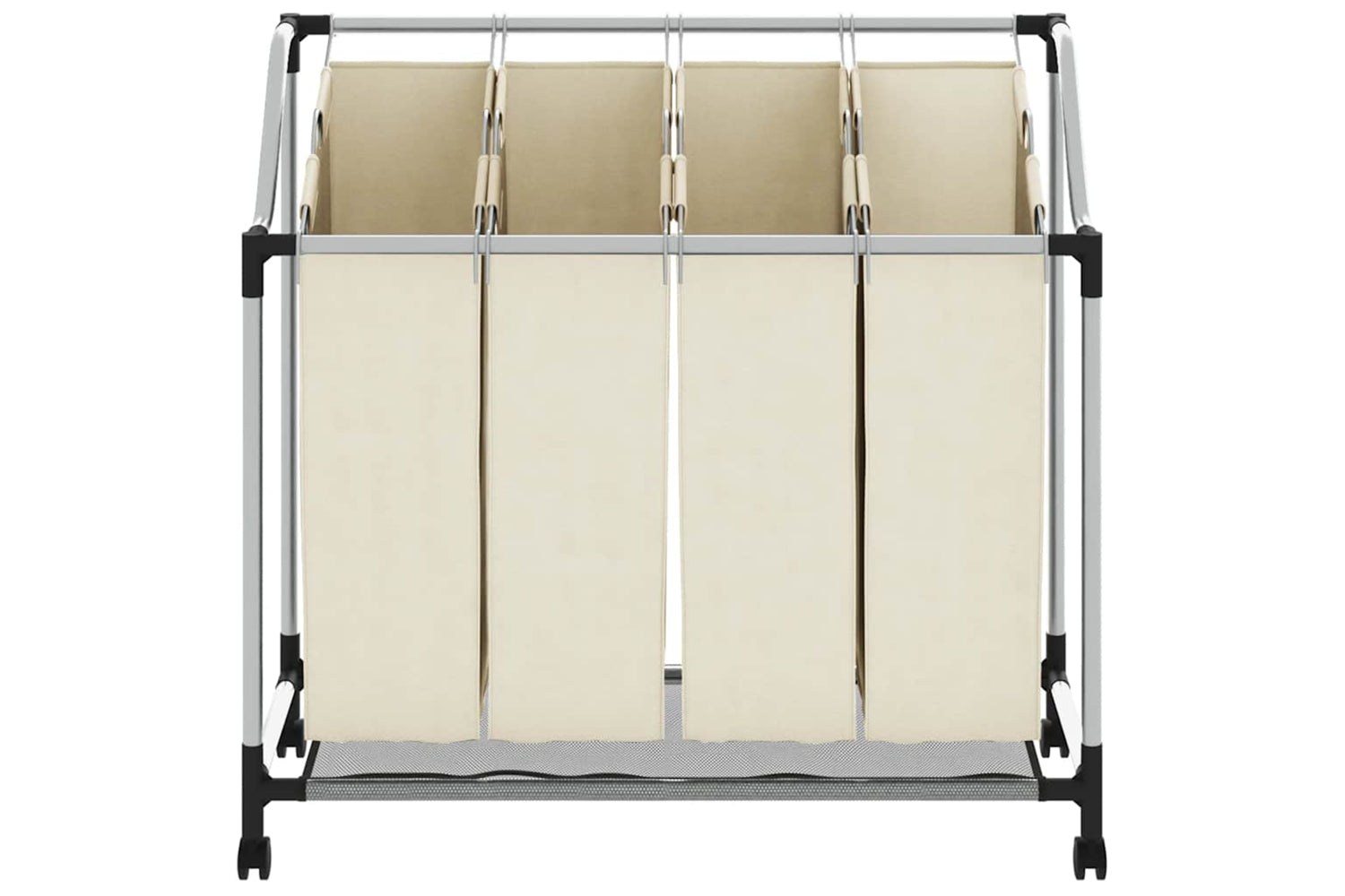 Vidaxl 282428 Laundry Sorter With 4 Bags Cream Steel-4
