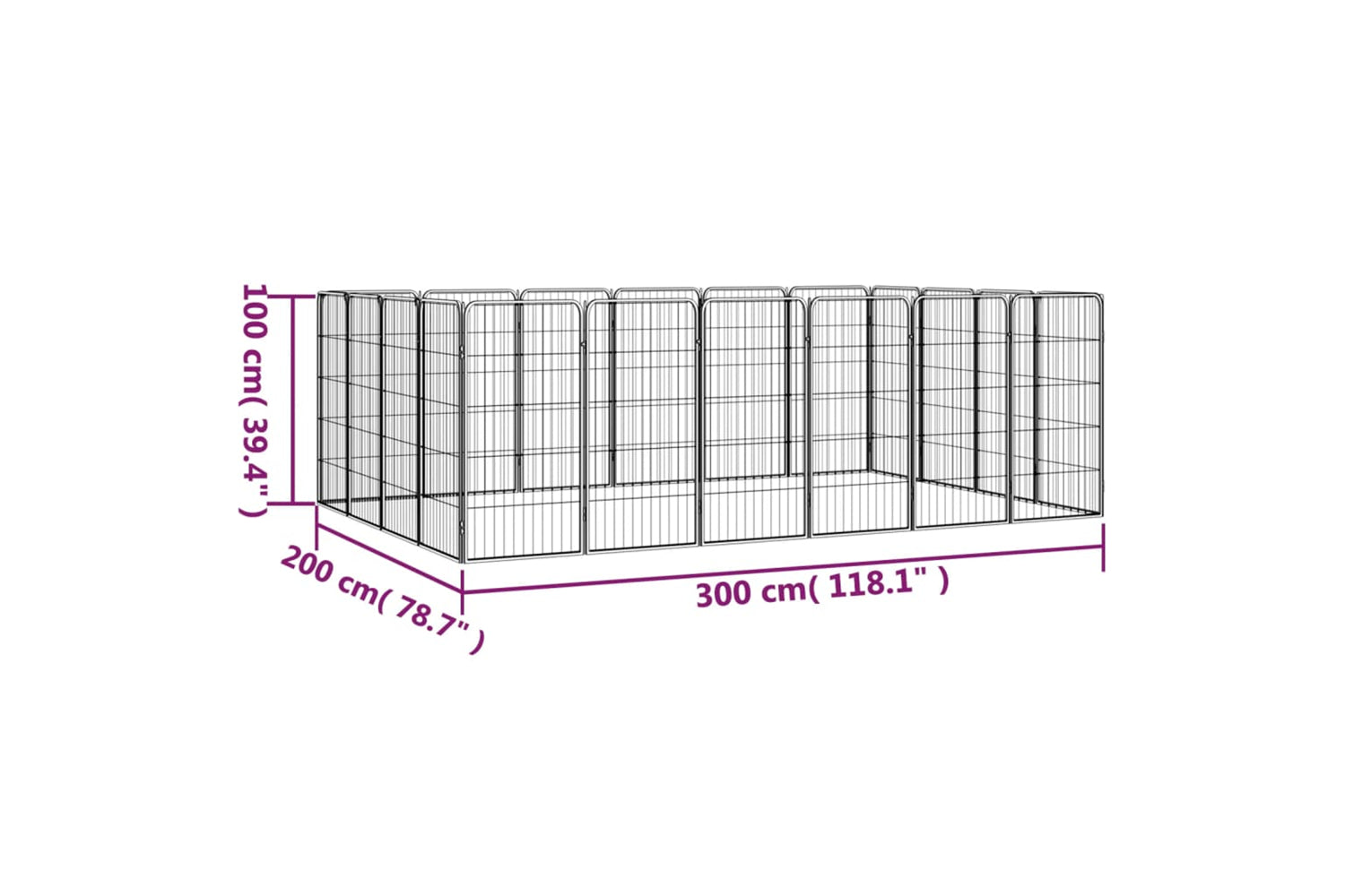 vidaXL 3115961 20-panel Dog Playpen Black 50x100cm Powder-coated Steel-7