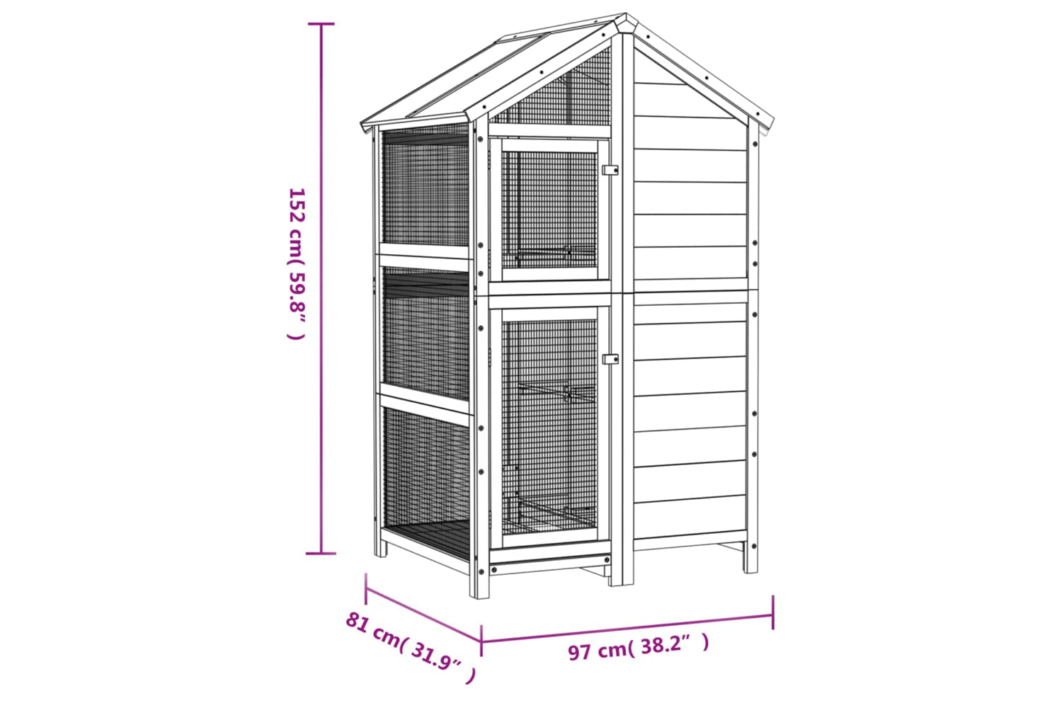 vidaXL 172258 Bird House Brown 97x81x152cm Solid Wood Pine-7