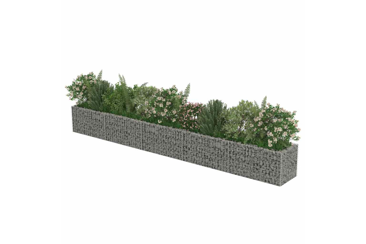 vidaXL 143565 Gabion Raised Bed Galvanised Steel 450x50x50cm-3