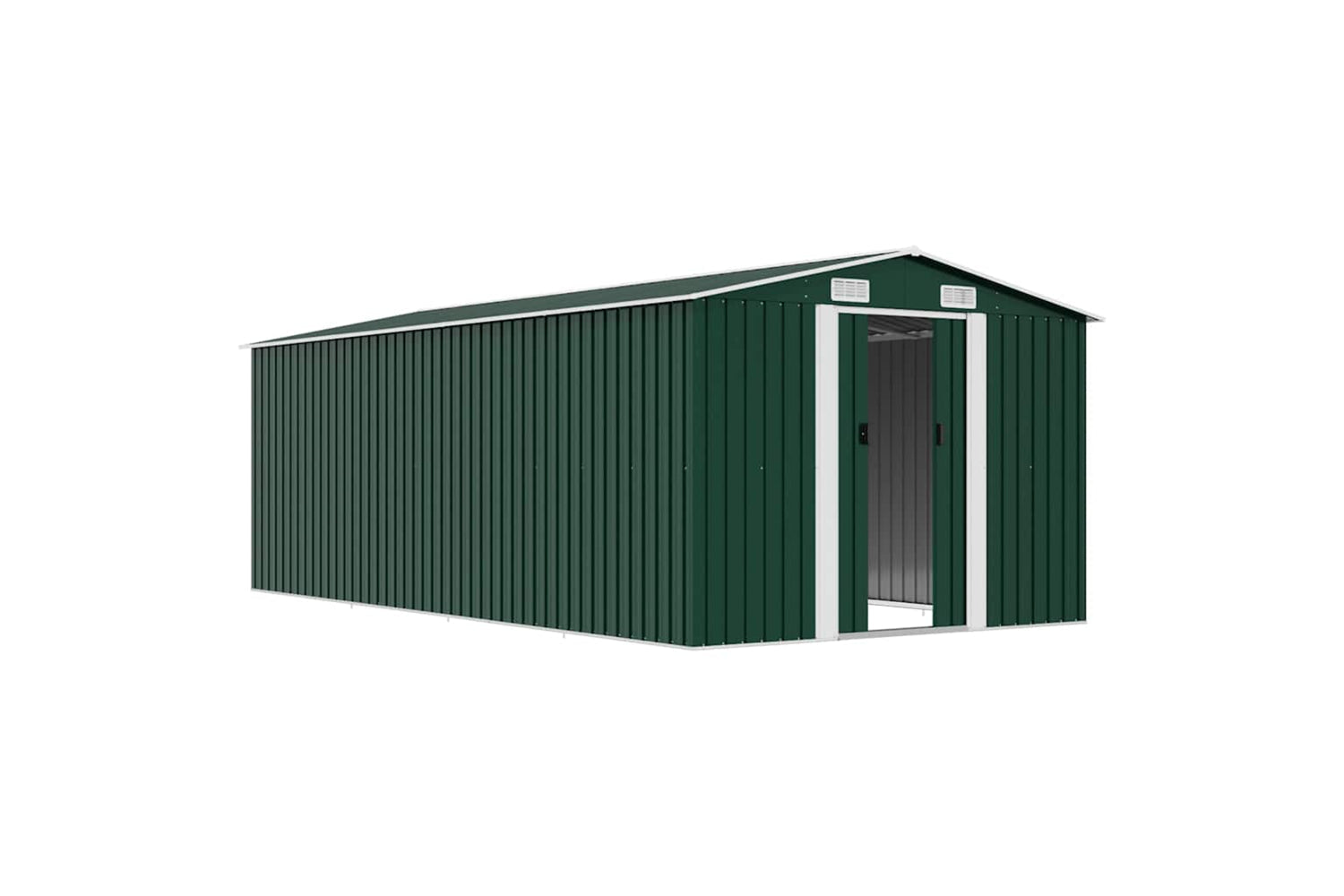 vidaXL 143348 Garden Shed 257x489x181cm Metal Green-4