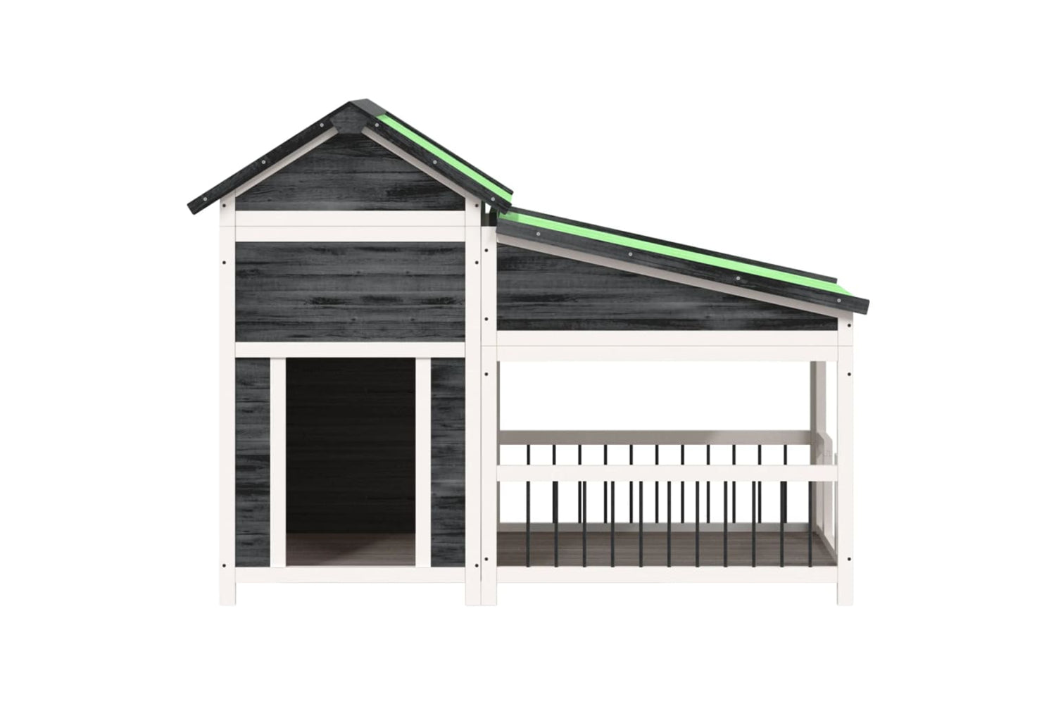 vidaXL 172262 Dog Kennel Grey 143x60.5x109cm Solid Wood Pine-2