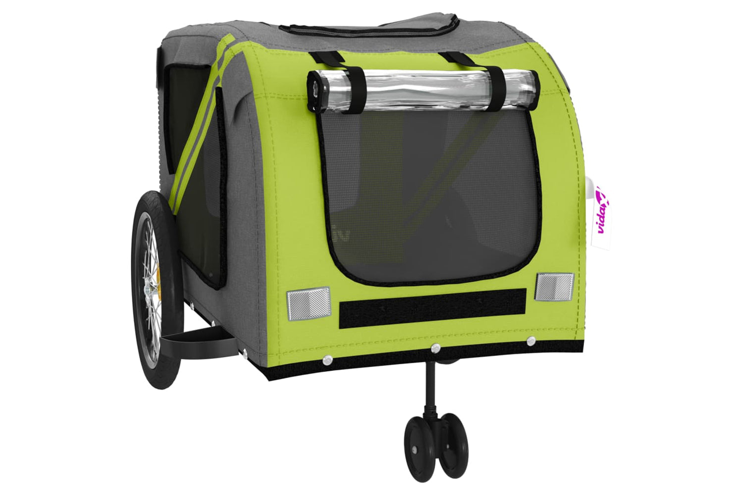 Vidaxl 93906 Pet Bike Trailer Green And Grey Oxford Fabric And Iron-4
