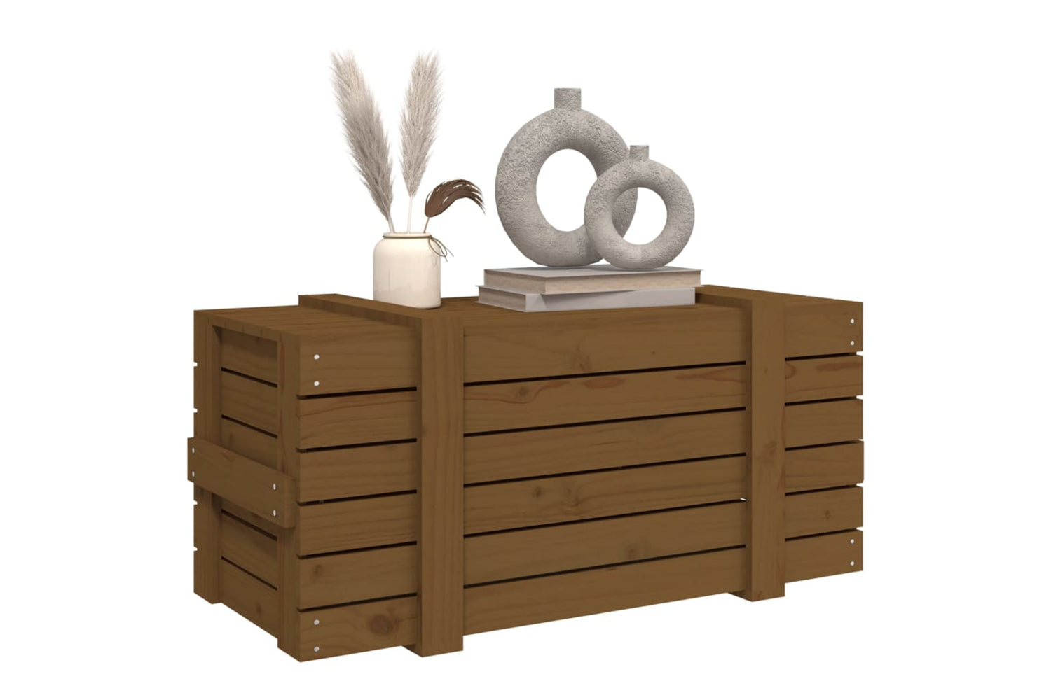 vidaXL 825001 Storage Box Honey Brown 91x40.5x42cm Solid Wood Pine-4