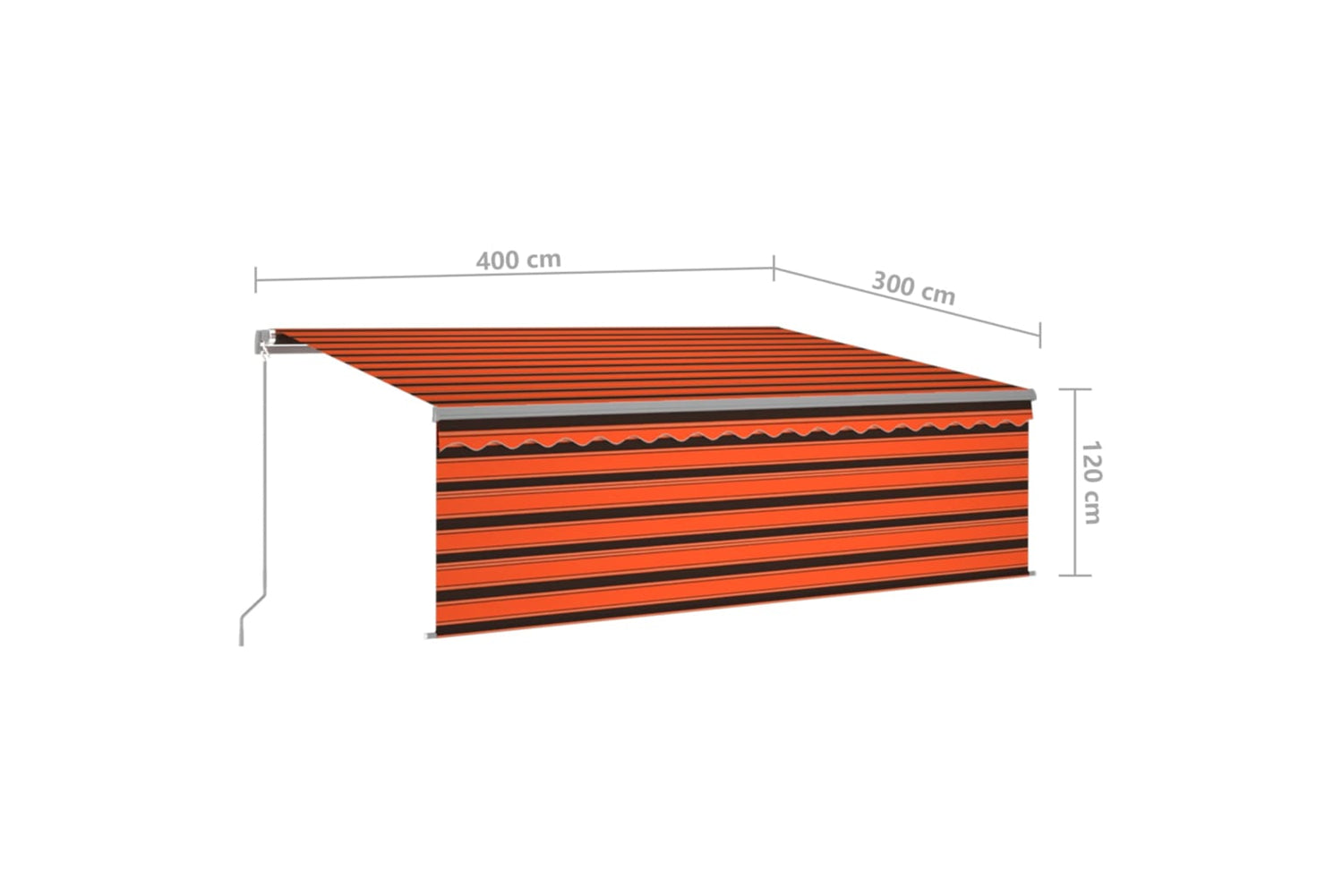 Vidaxl 3069425 Manual Retractable Awning With Blind&led 4x3m Orange&brown-6
