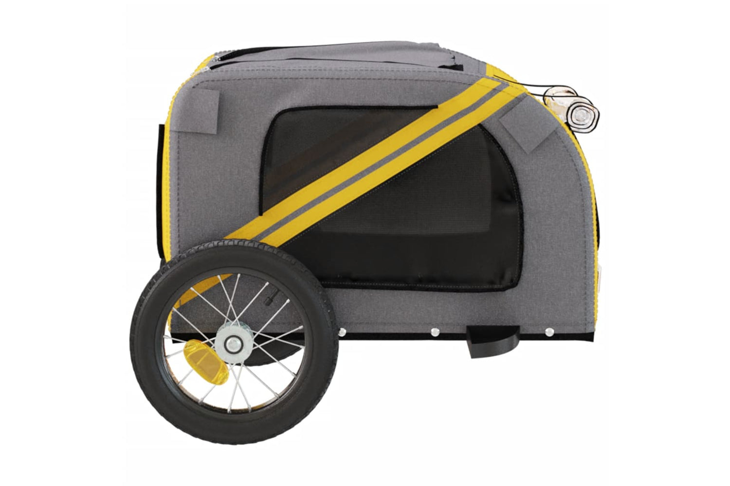 Vidaxl 93868 Pet Bike Trailer Yellow And Grey Oxford Fabric And Iron-6