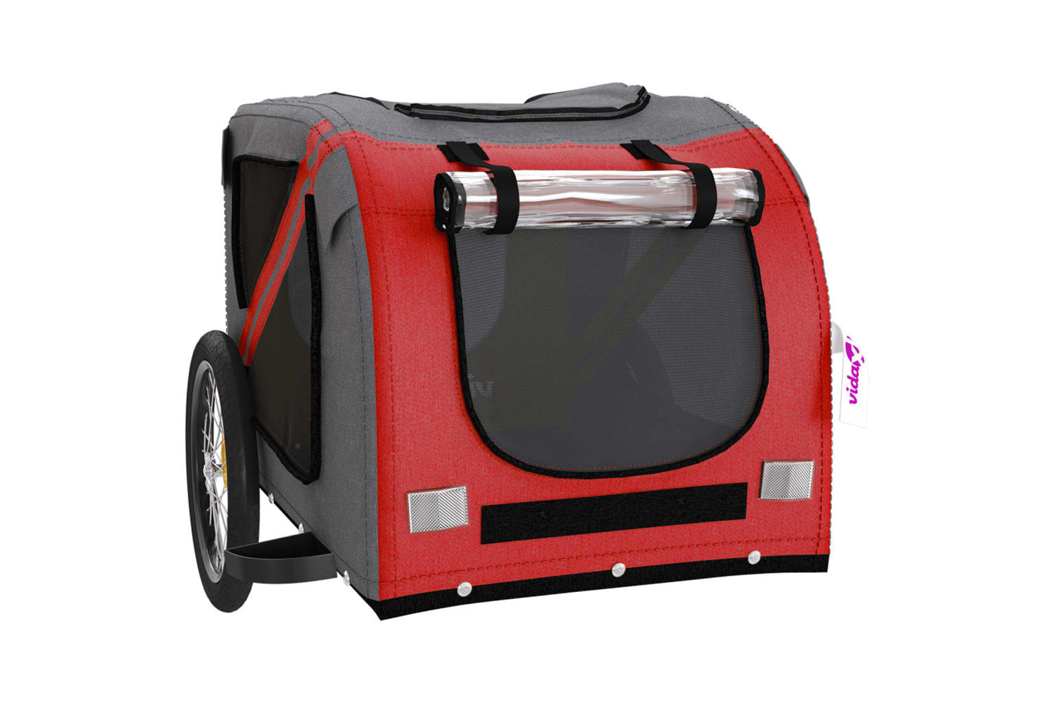 Vidaxl 93880 Pet Bike Trailer Red And Grey Oxford Fabric And Iron-4