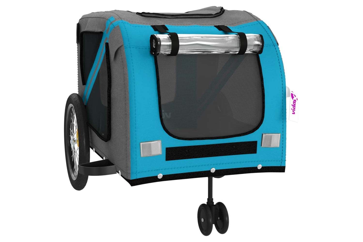 Vidaxl 93904 Pet Bike Trailer Blue And Grey Oxford Fabric And Iron-4