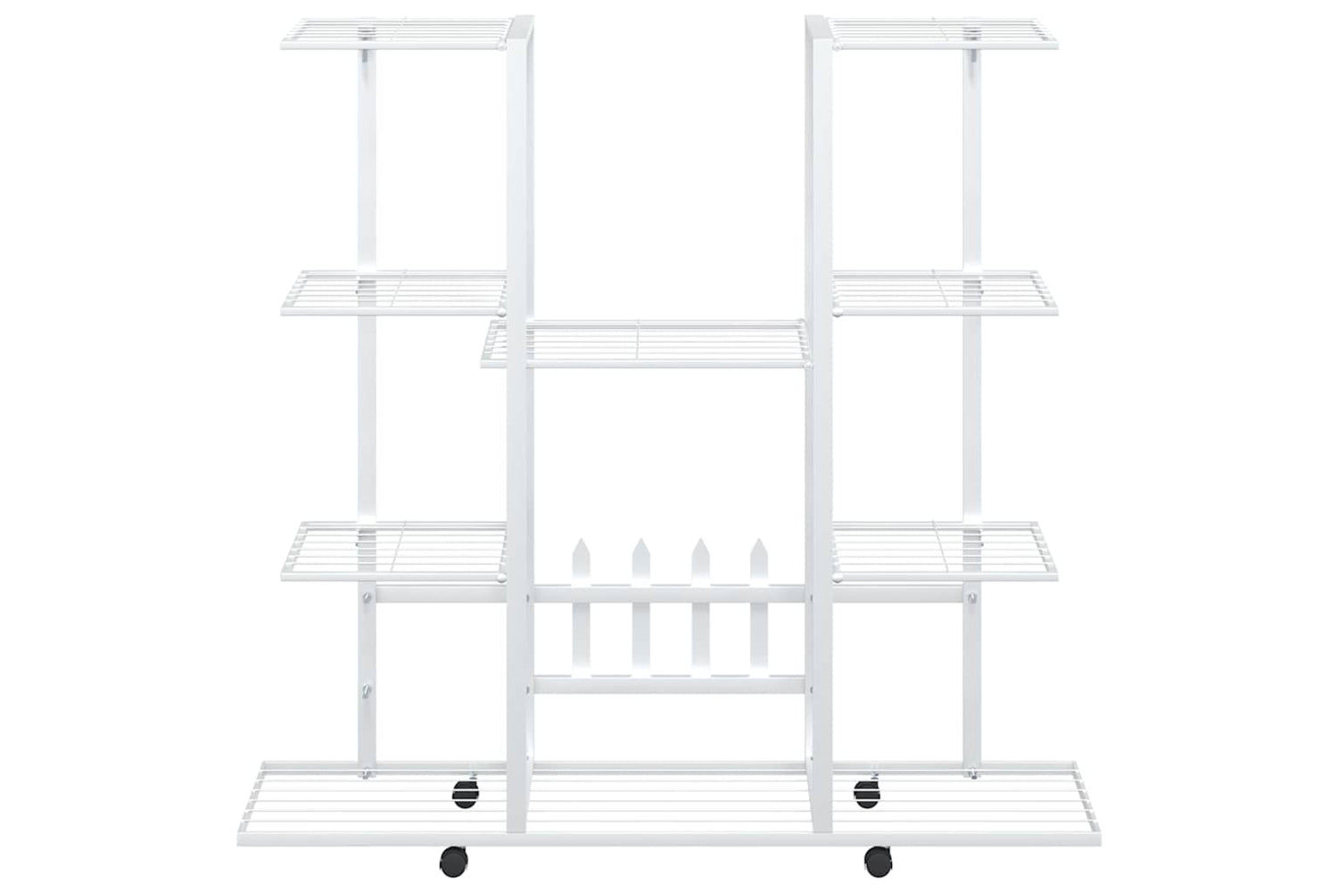 vidaXL 343122 Flower Stand With Wheels 94.5x24.5x91.5cm White Iron-4