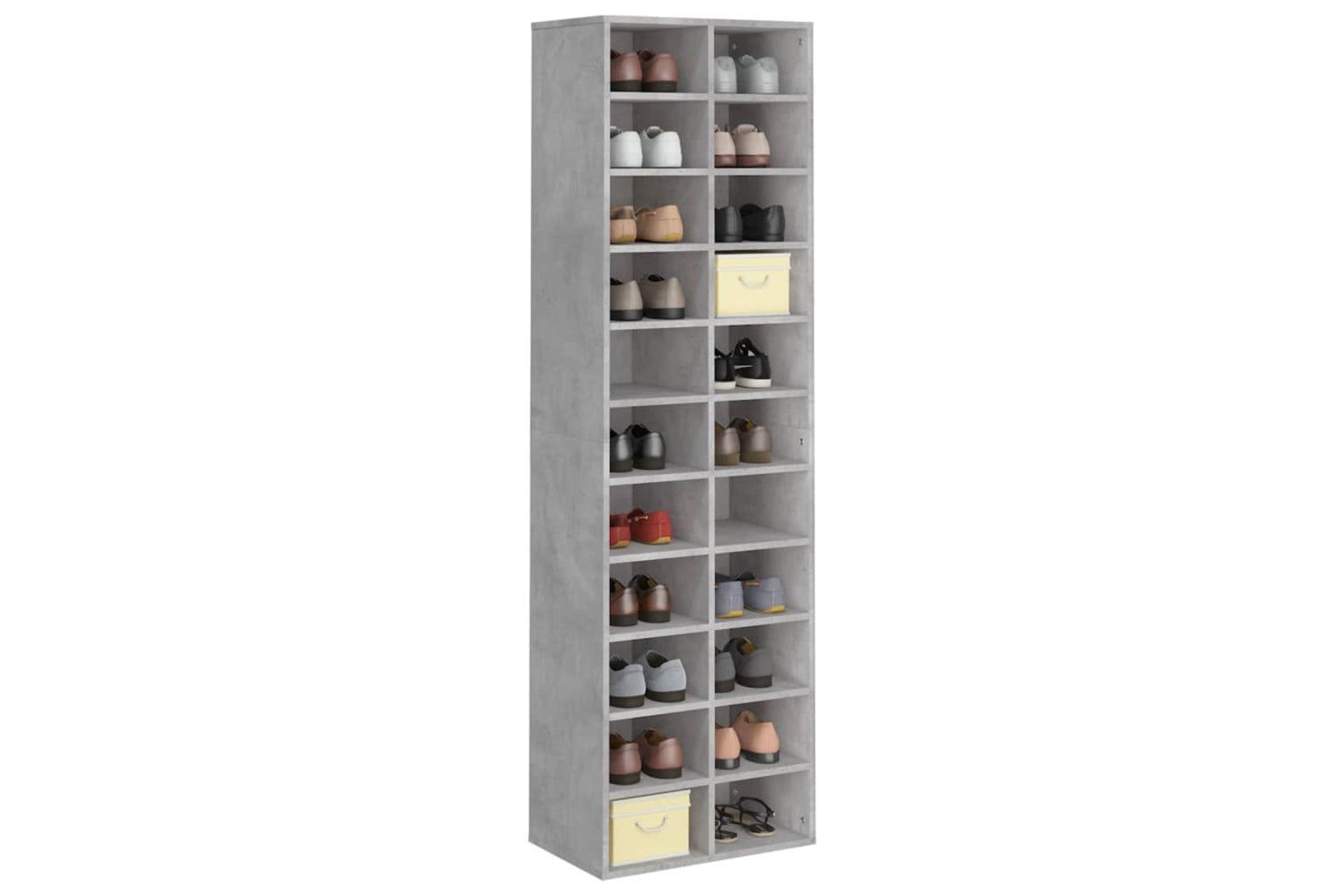 vidaXL 800373 Shoe Cabinet Concrete Grey 54x34x183cm Engineered Wood-2