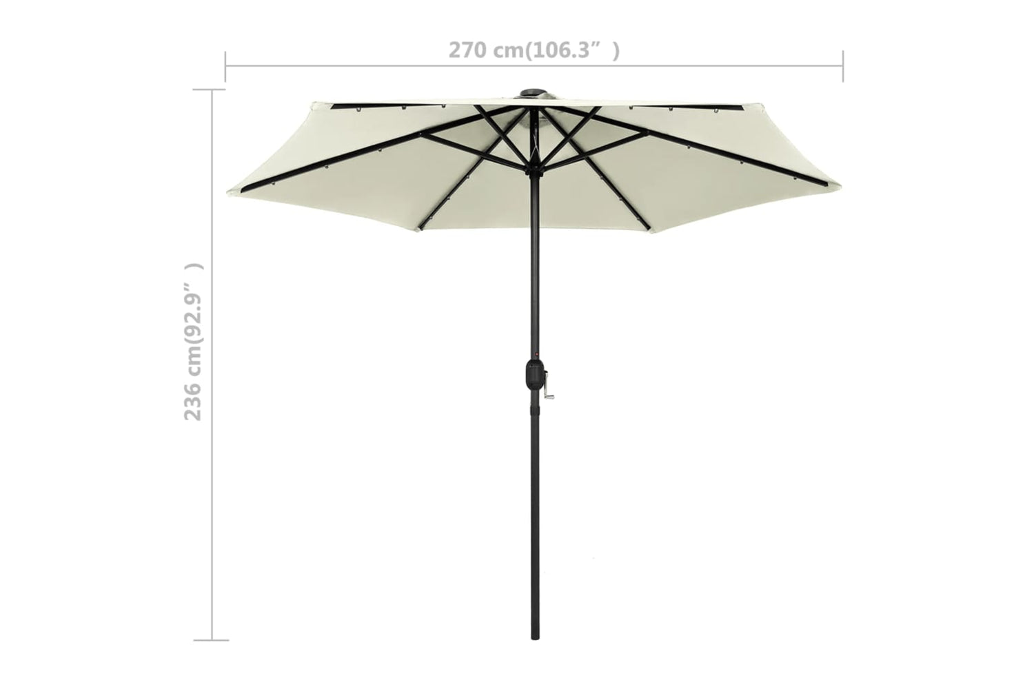 Vidaxl 47353 Parasol With Led Lights And Aluminium Pole 270 Cm Sand White-6