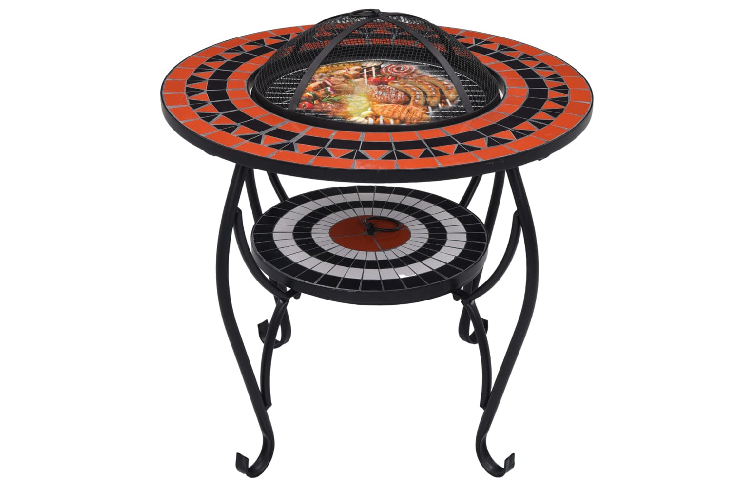 vidaXL 46726 Mosaic Fire Pit Table Terracotta And White 68cm Ceramic-2