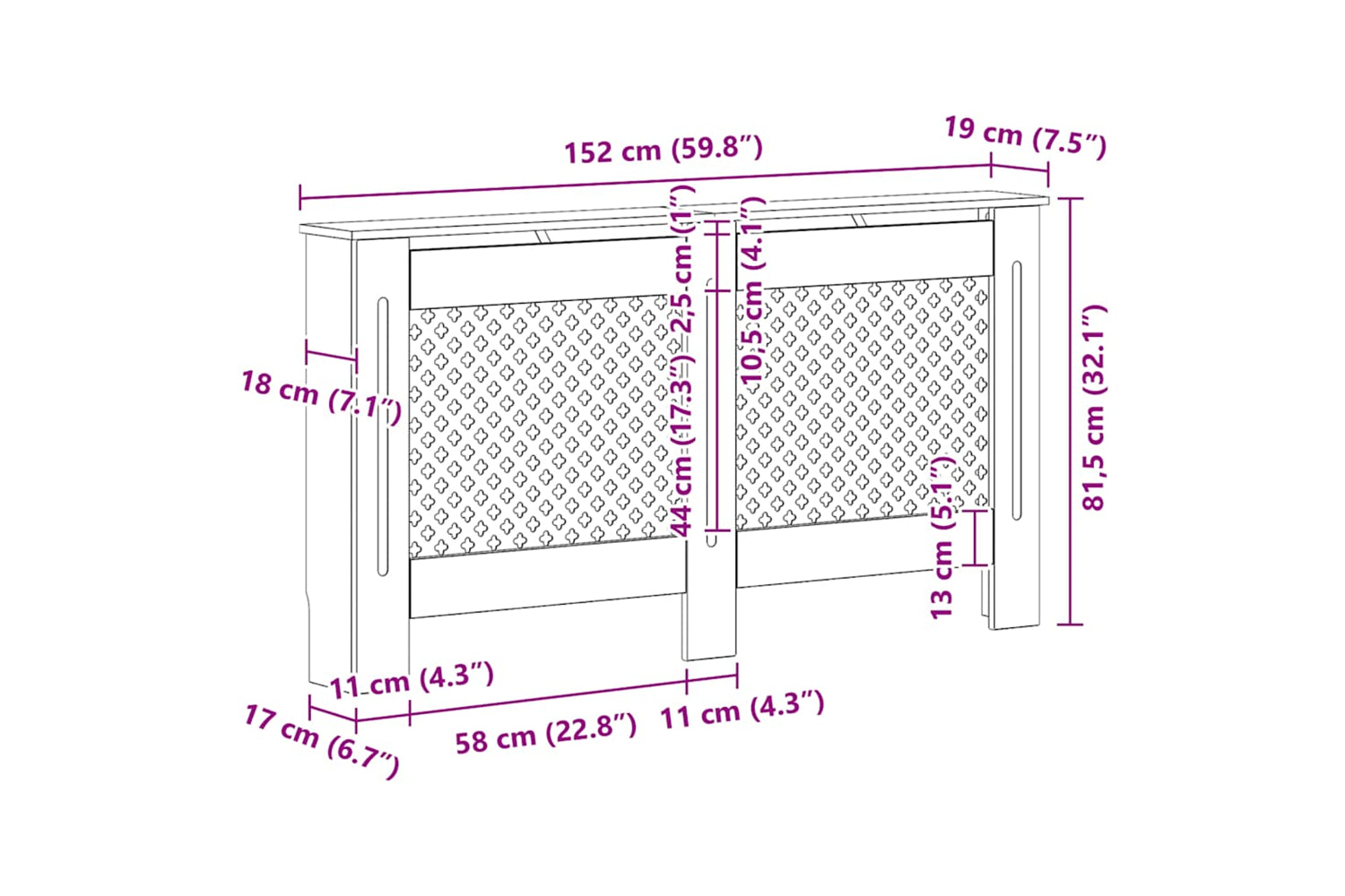 vidaXL Radiator Cover Anthracite 152x19x81.5cm Mdf-7