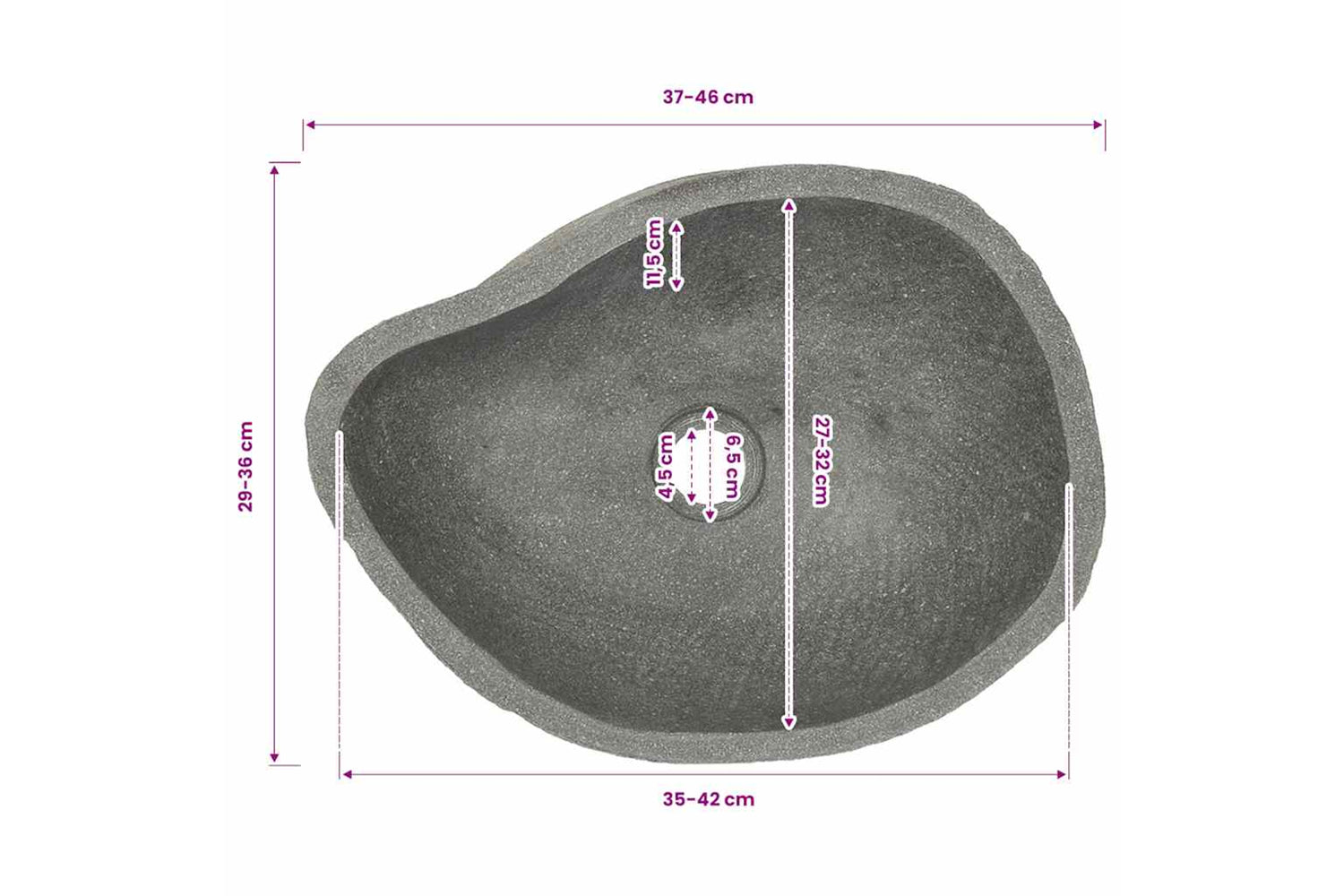 Vidaxl Basin River Stone Oval (37-46)x(29-36) Cm-6