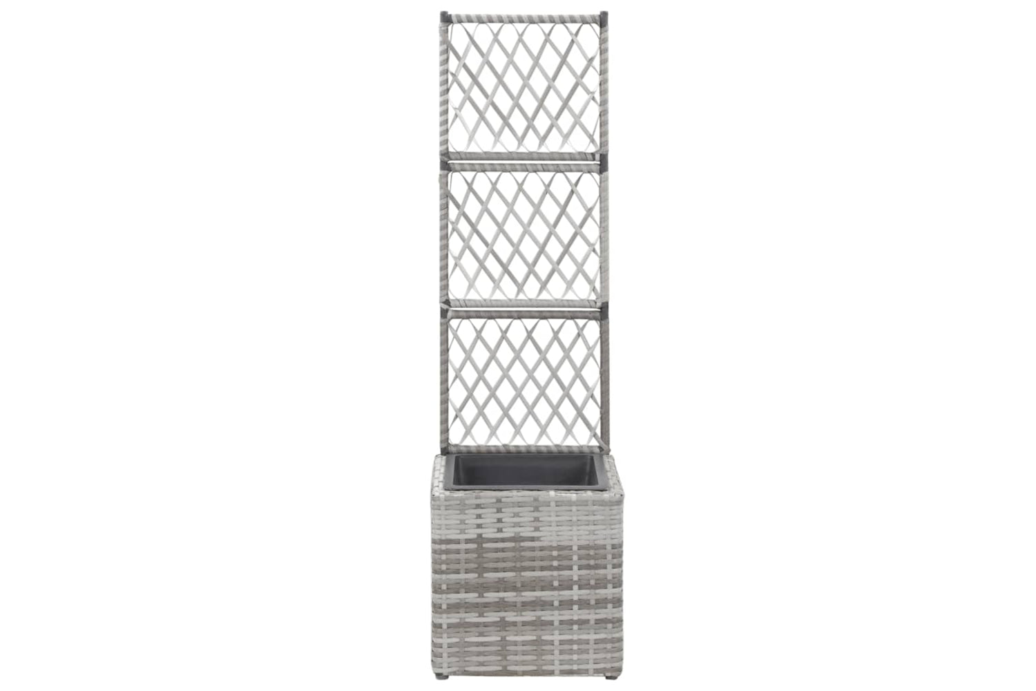 vidaXL 46933 Trellis Raised Bed With 1 Pot 30x30x107cm Poly Rattan Grey-2