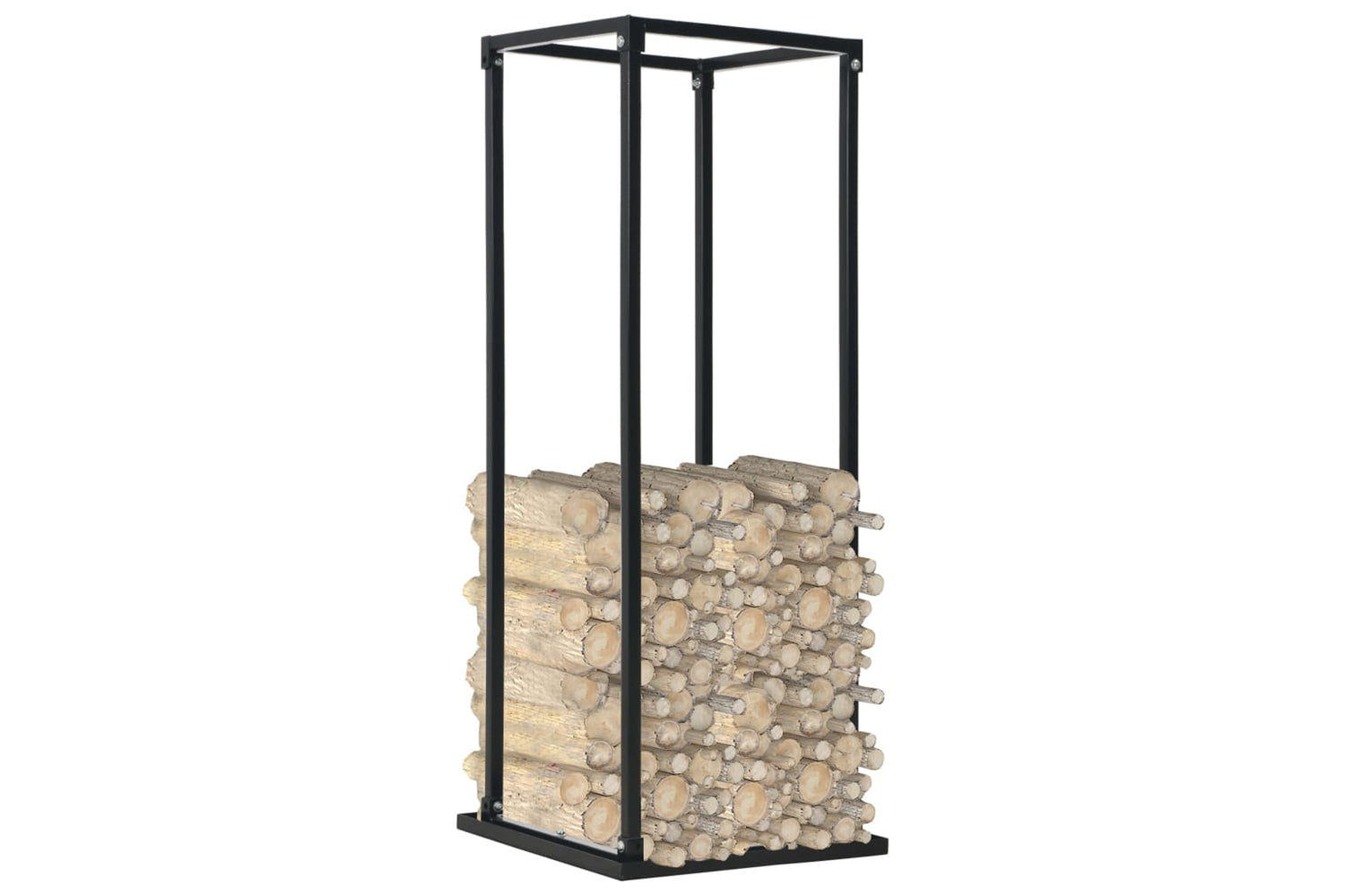 vidaXL 284702 Firewood Rack With Base Black 37x37x113cm Steel-2