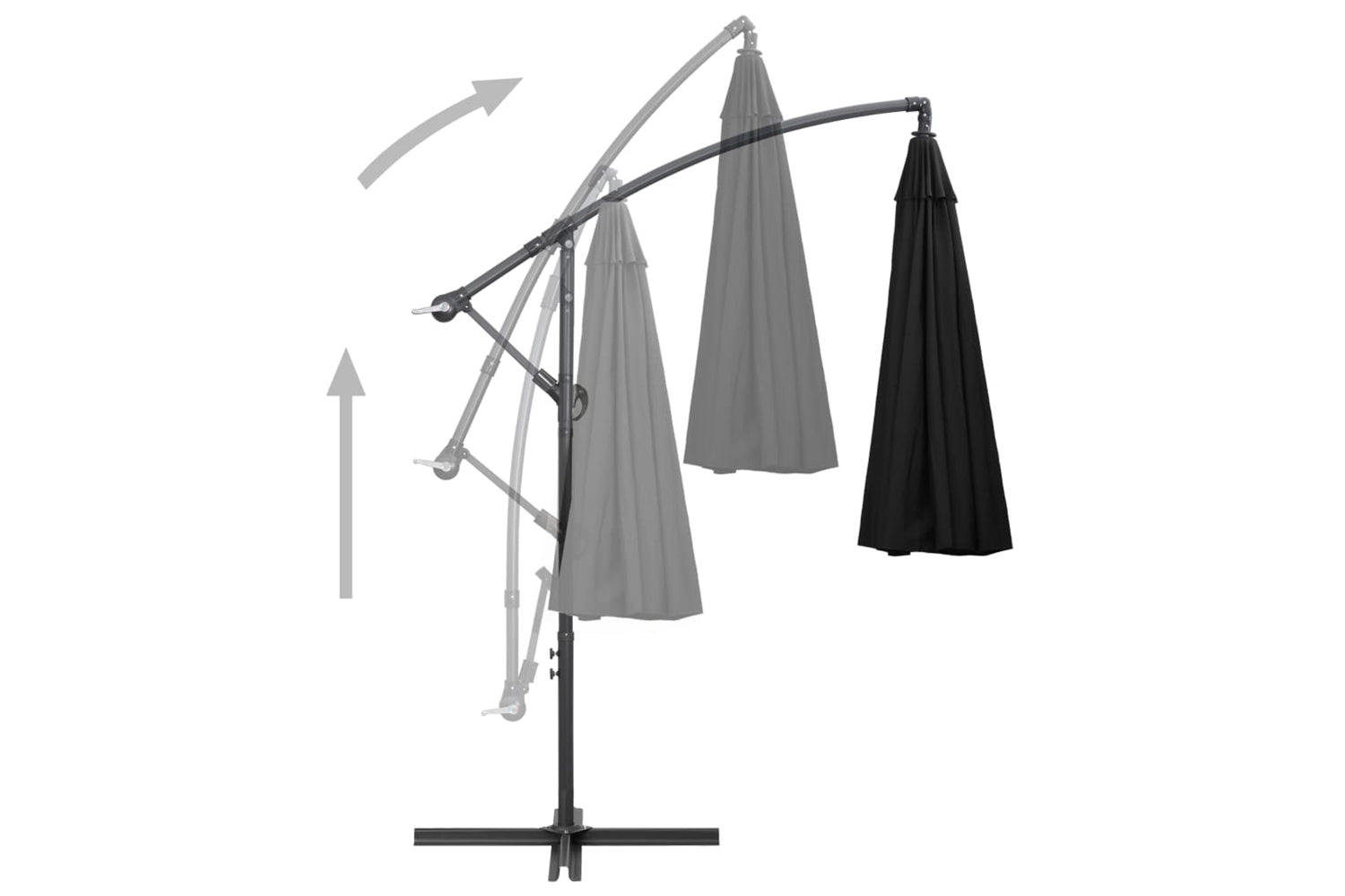 Vidaxl 47226 Hanging Parasol Black 3 M Aluminium Pole-4