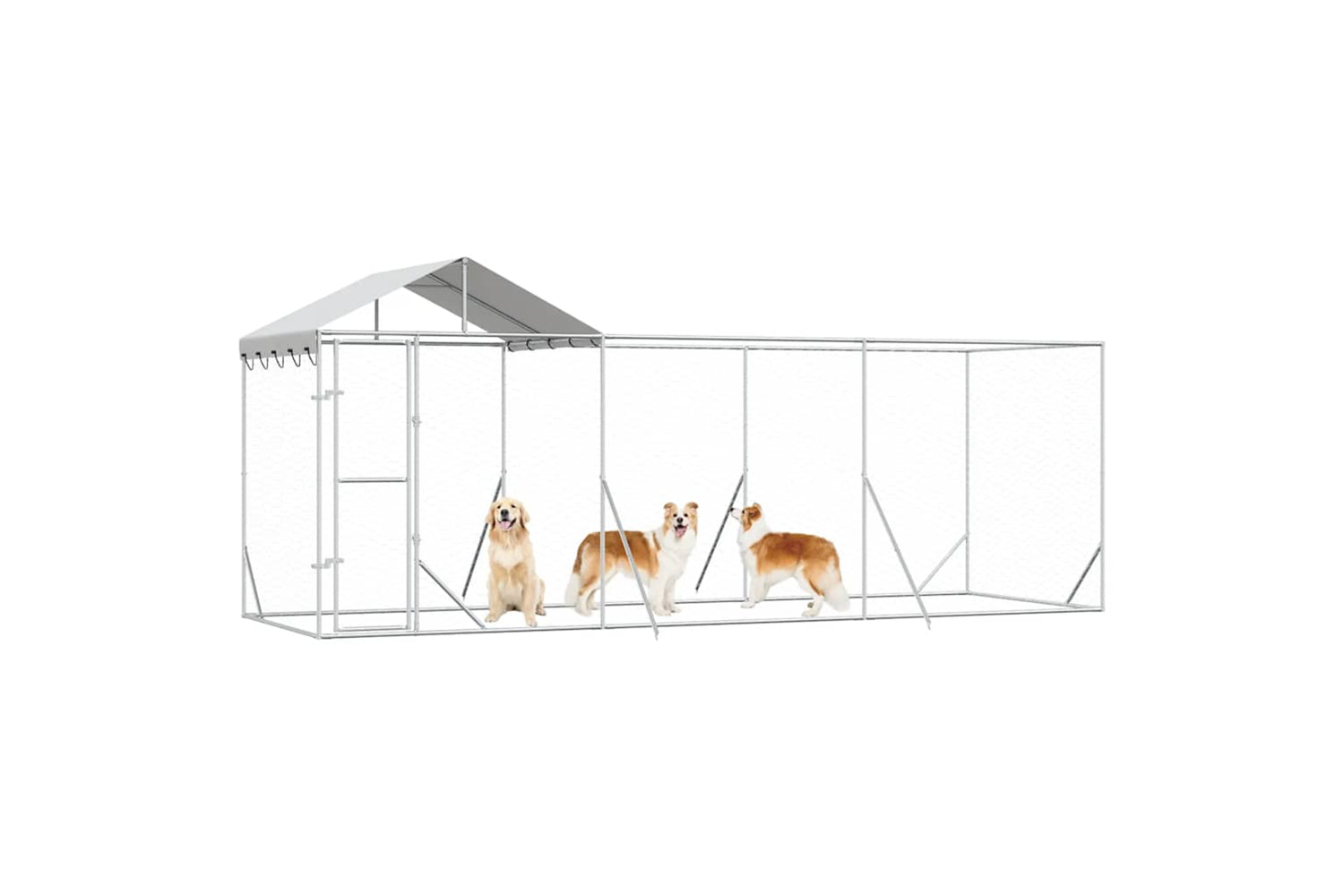 Vidaxl 3190467 Outdoor Dog Kennel With Roof Silver 6x2x2.5 M Galvanised Steel-3
