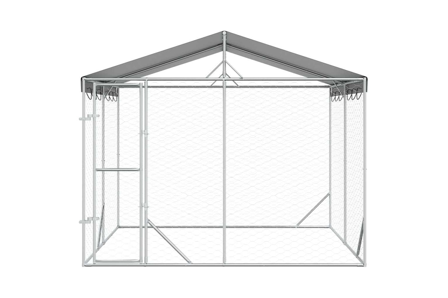 Vidaxl 3190486 Outdoor Dog Kennel With Roof Silver 3x3x2.5 M Galvanised Steel-3
