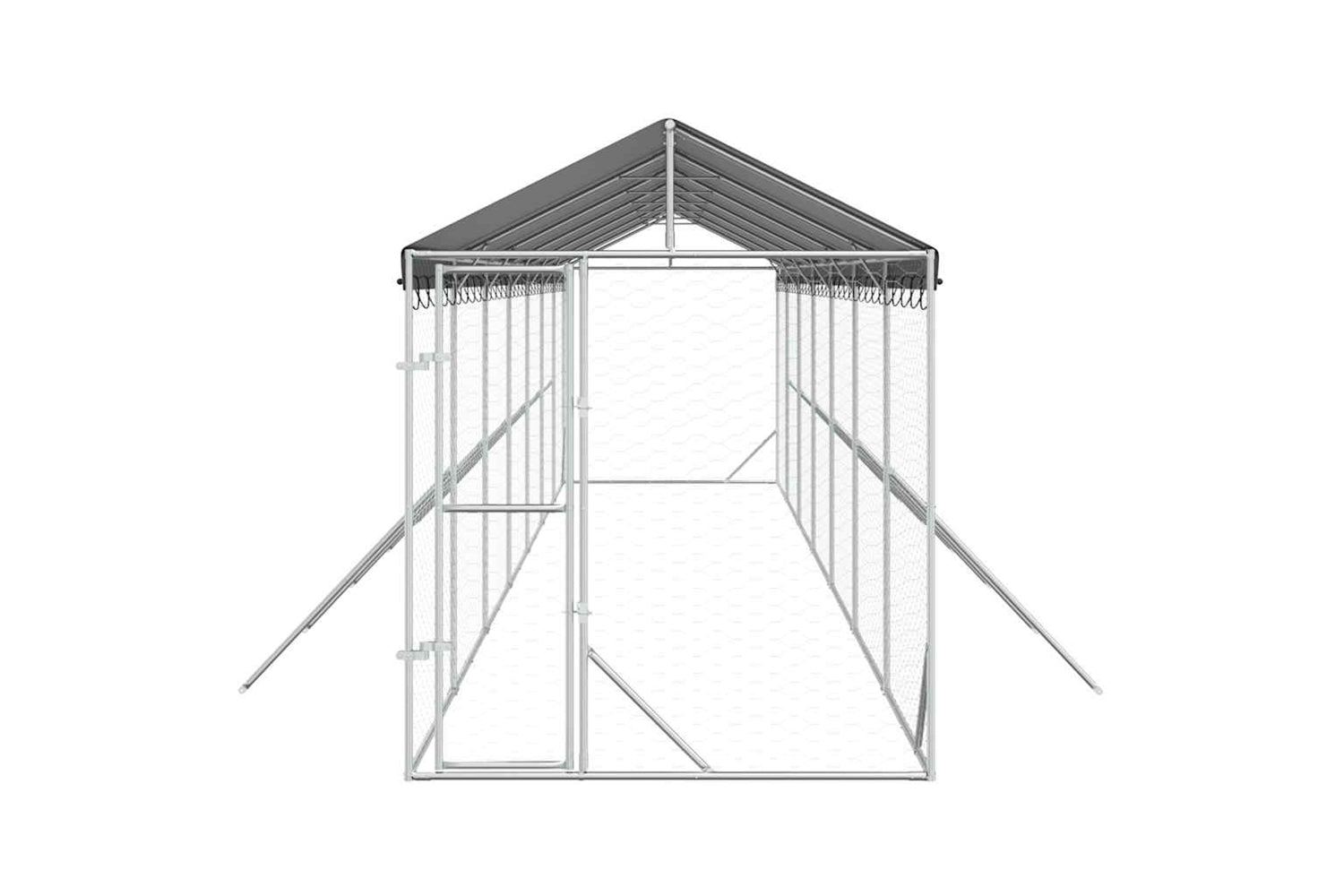 Vidaxl 3190485 Outdoor Dog Kennel With Roof Silver 2x14x2.5 M Galvanised Steel-3