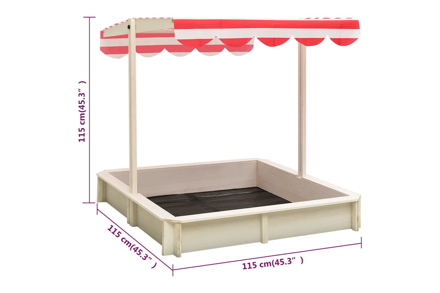 Vidaxl Sandbox With Adjustable Roof Fir Wood White And Red Uv50-7