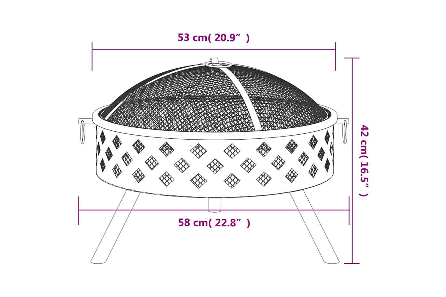 vidaXL 360062 Fire Pit With Poker 58cm Xxl Steel-6