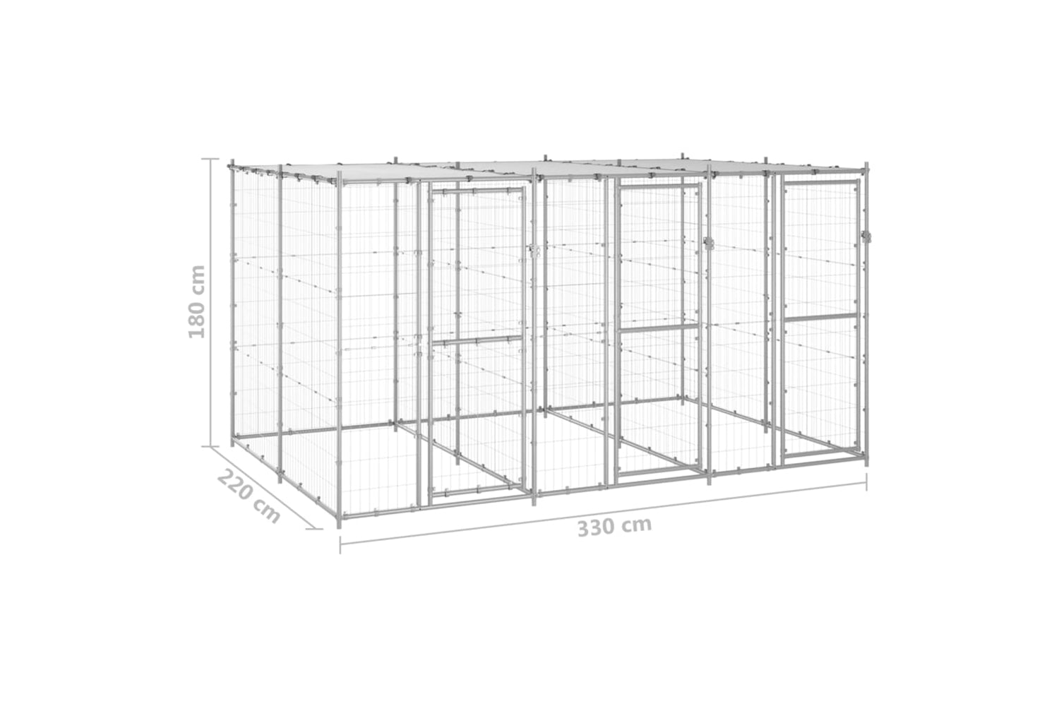 Vidaxl 3082272 Outdoor Dog Kennel Galvanised Steel With Roof 7.26 M2-6