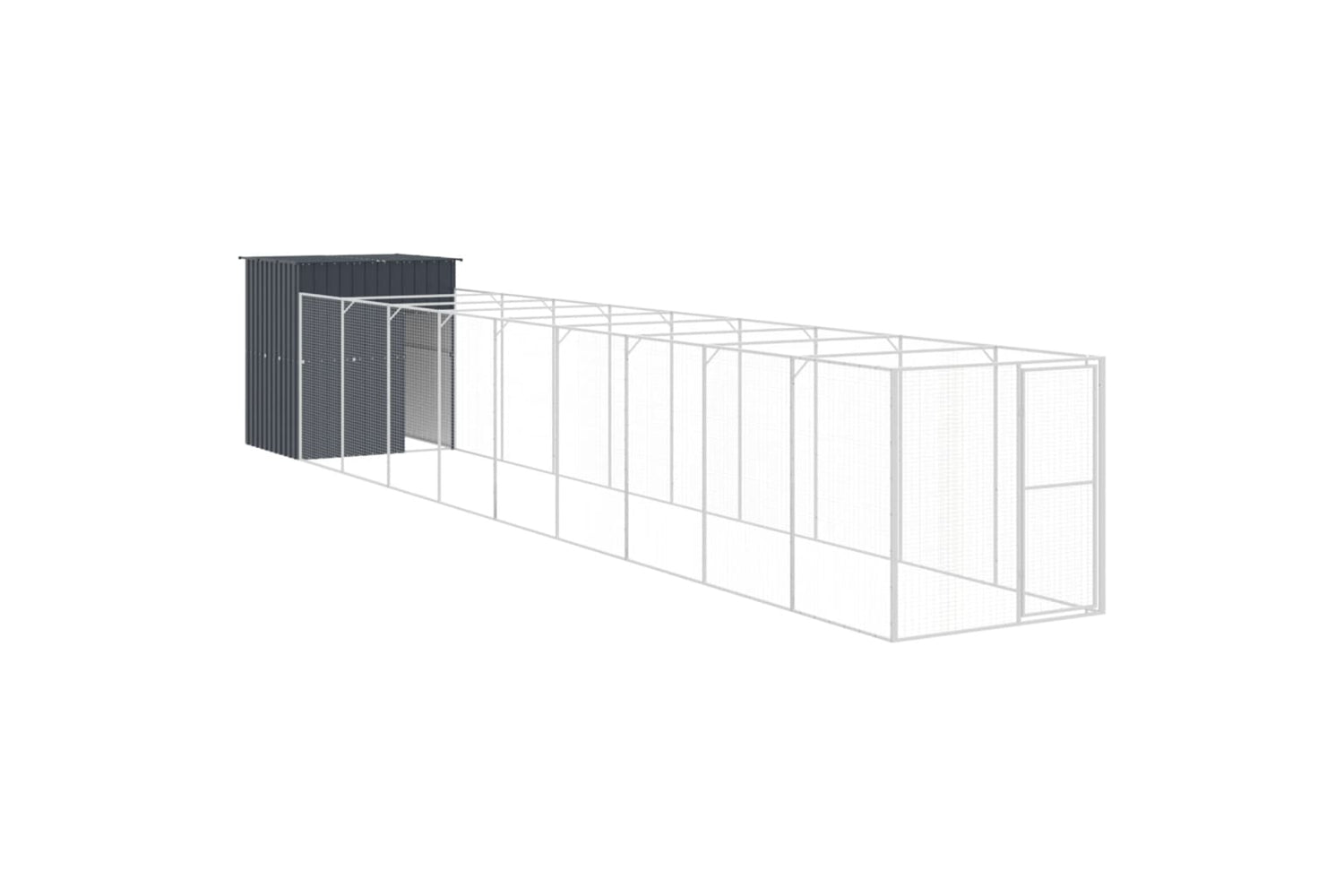 vidaXL 3189102 Dog House With Run Anthracite 165x1067x181cm Galvanised Steel-4