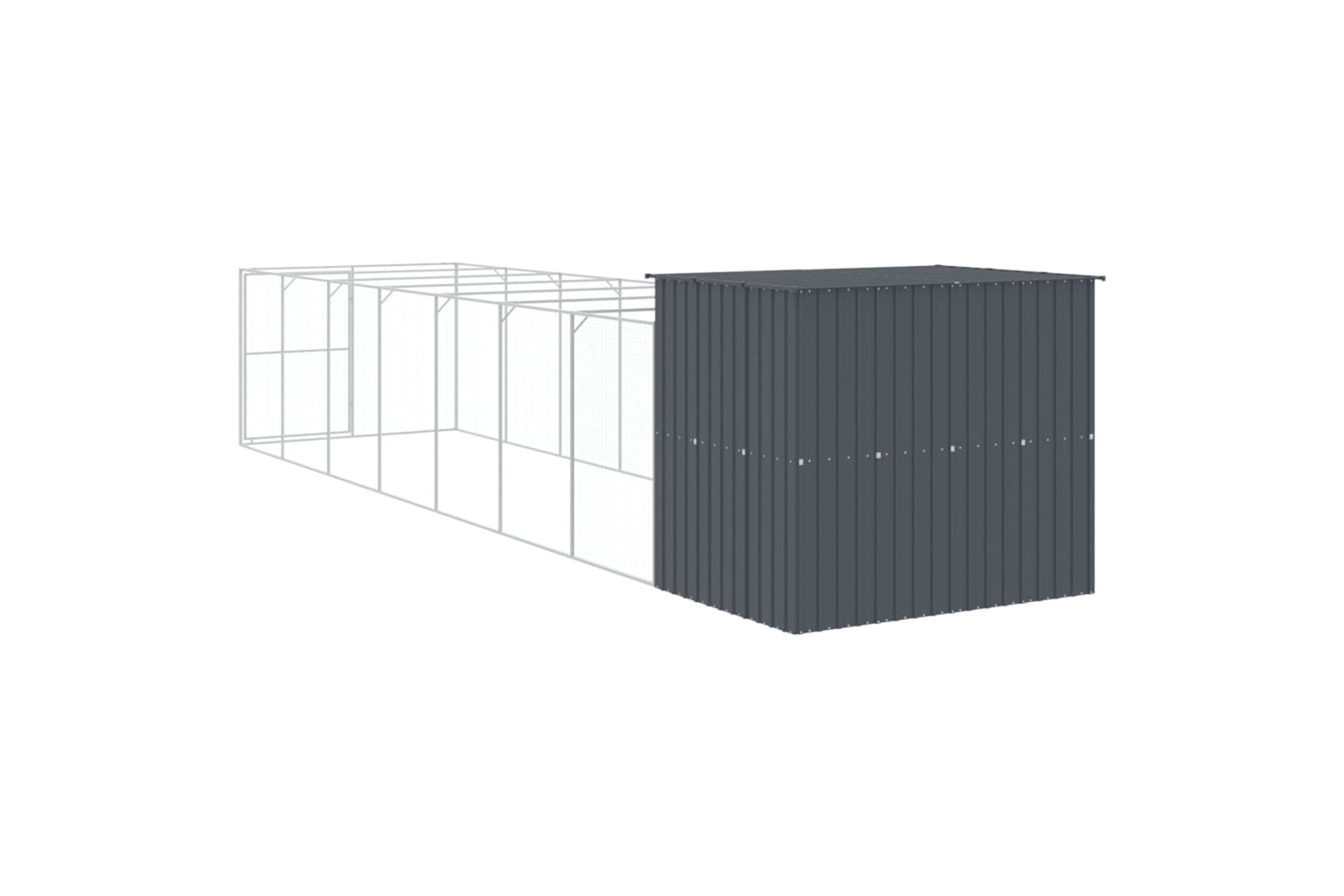 vidaXL 3189122 Dog House With Run Anthracite 214x865x181cm Galvanised Steel-4