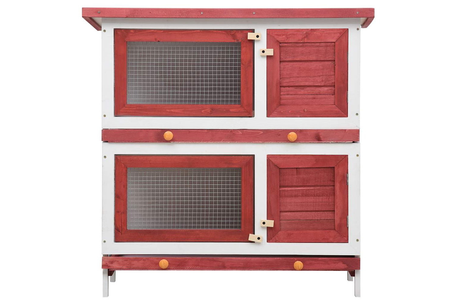 Vidaxl 170836 Outdoor Rabbit Hutch 4 Doors Red Wood-3