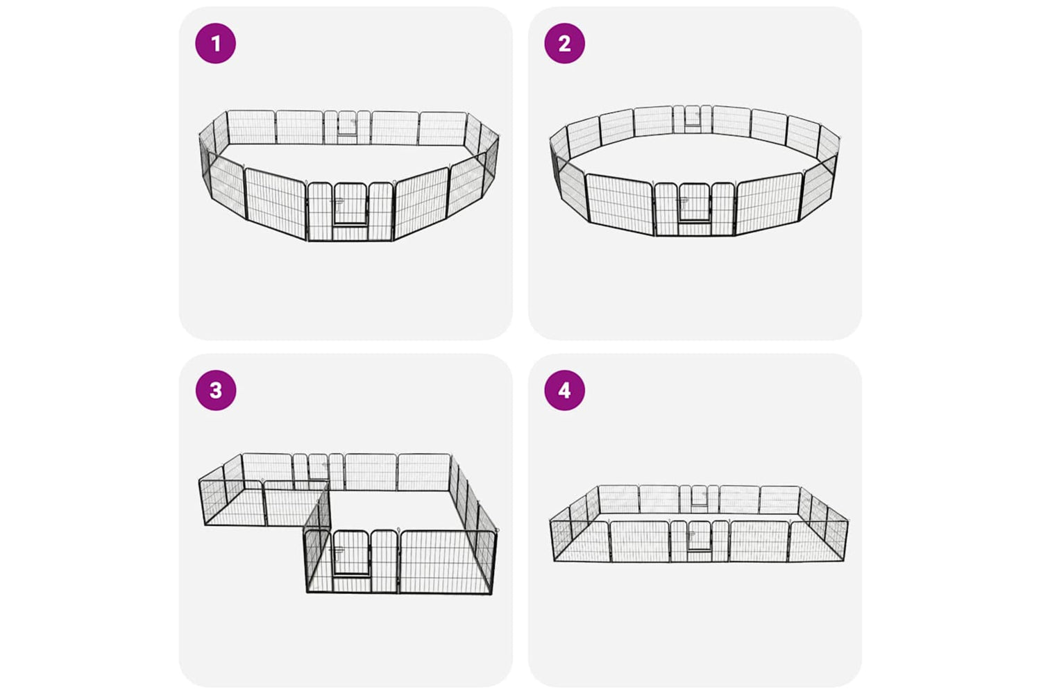 vidaXL 275492 Dog Playpen 16 Panels Steel 60x80cm Black-4