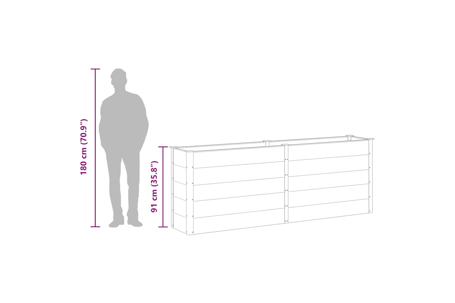 vidaXL 49058 Garden Raised Bed 250x50x91cm Wpc Grey-7
