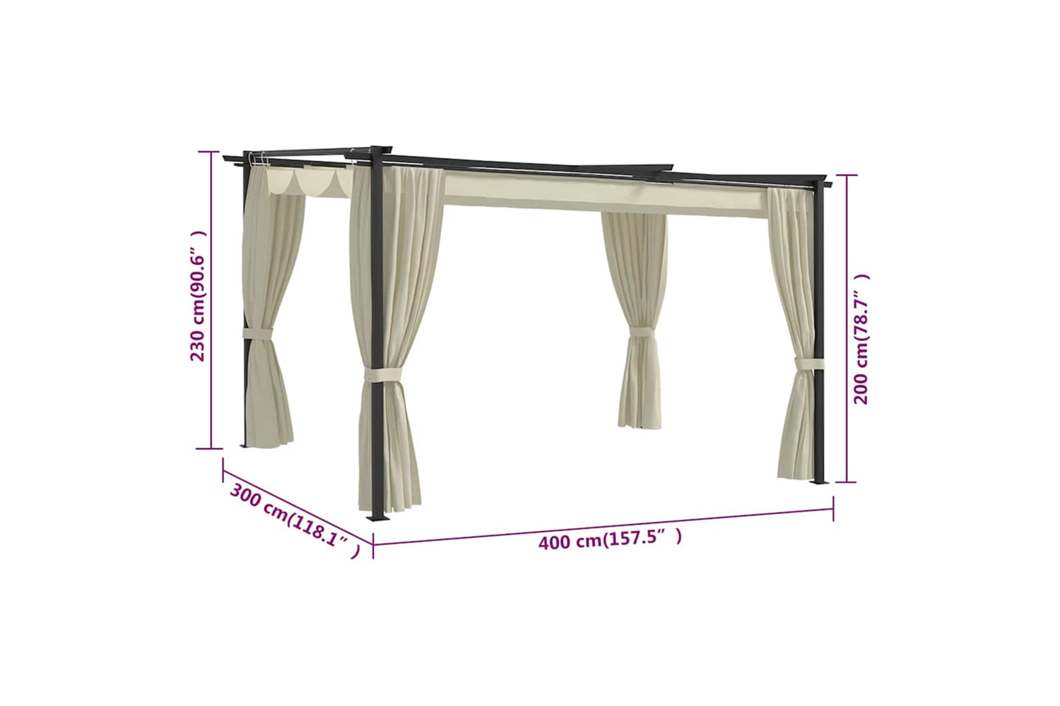 Vidaxl 3053420 Gazebo 4x3 M Cream-7