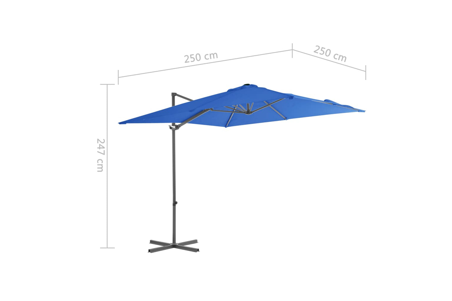 vidaXL 46991 Cantilever Umbrella With Steel Pole Azure Blue 250x250cm-9