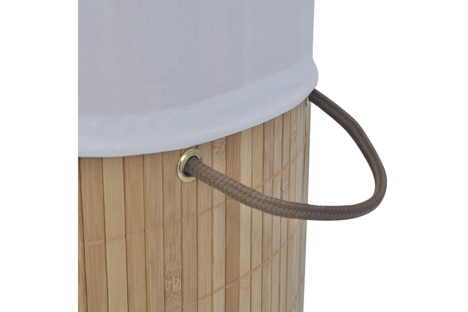 Vidaxl Bamboo Laundry Bin Round Natural-5