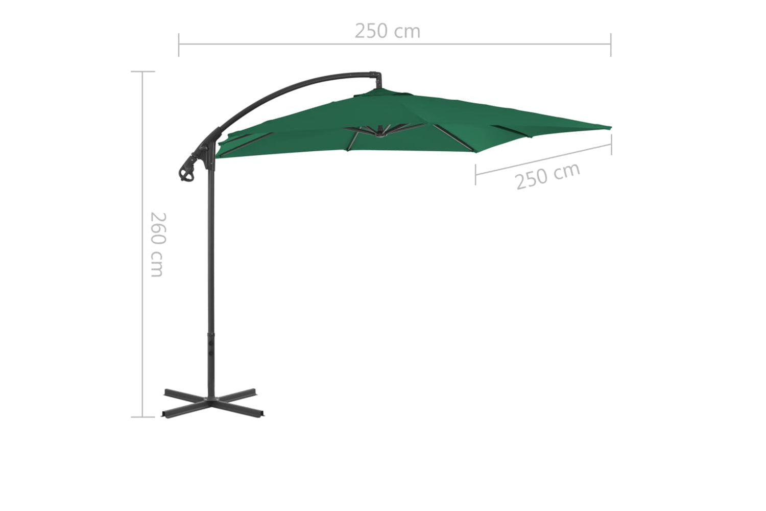 vidaXL 44877 Cantilever Umbrella With Steel Pole 250x250cm Green-7