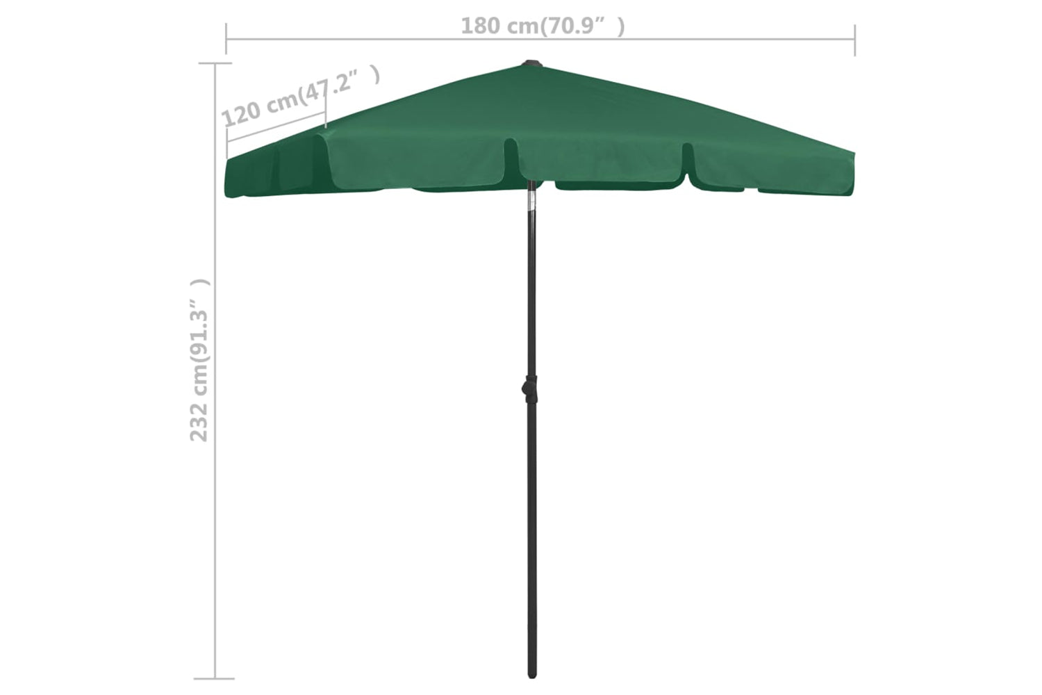 vidaXL 314720 Beach Umbrella Green 180x120cm-8