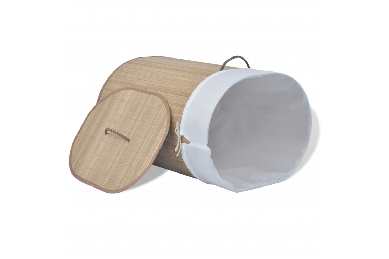 Vidaxl 242727 Bamboo Laundry Bin Oval Natural-3