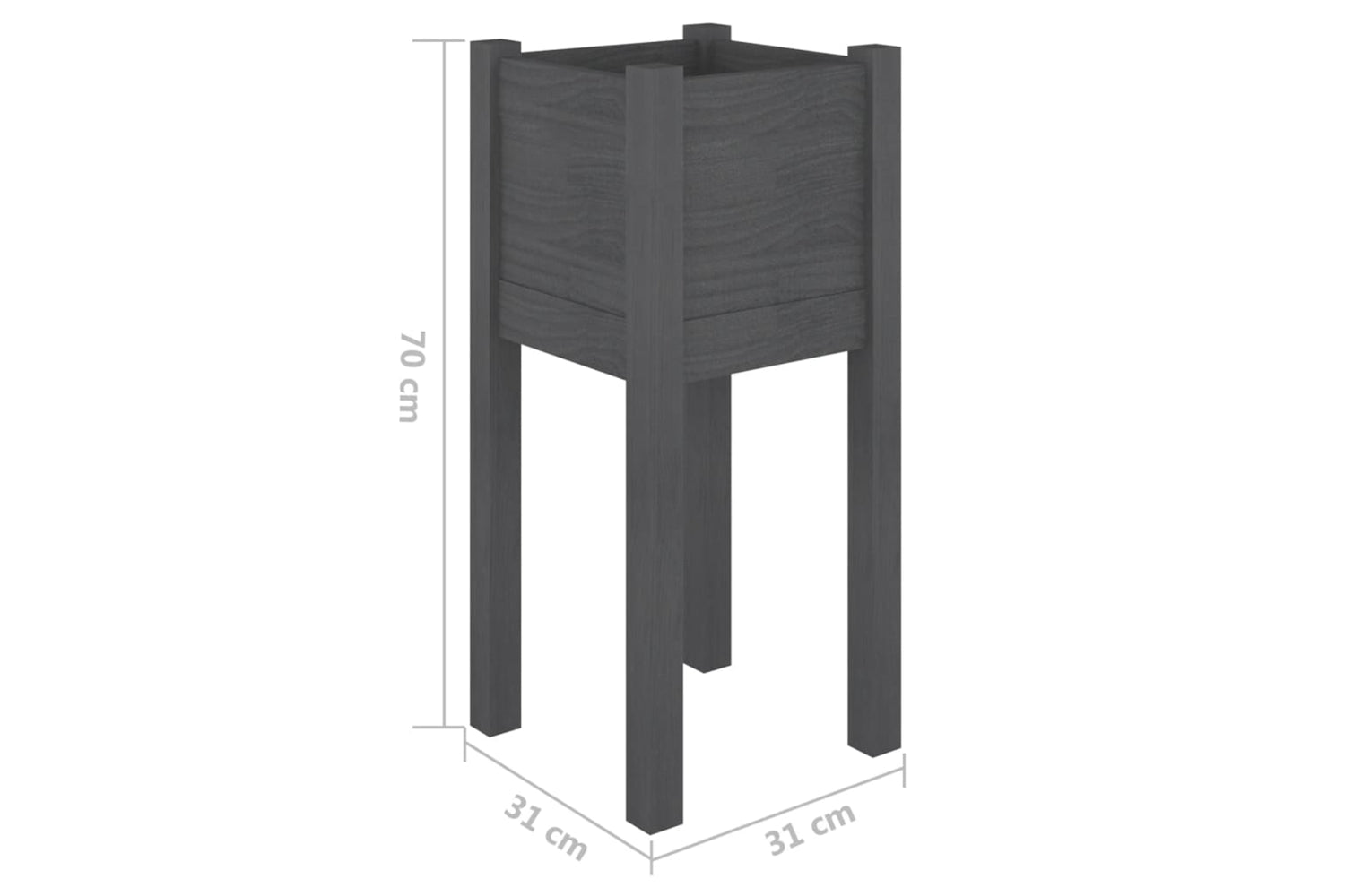 vidaXL 810783 Garden Planter Grey 31x31x70cm Solid Pinewood-6