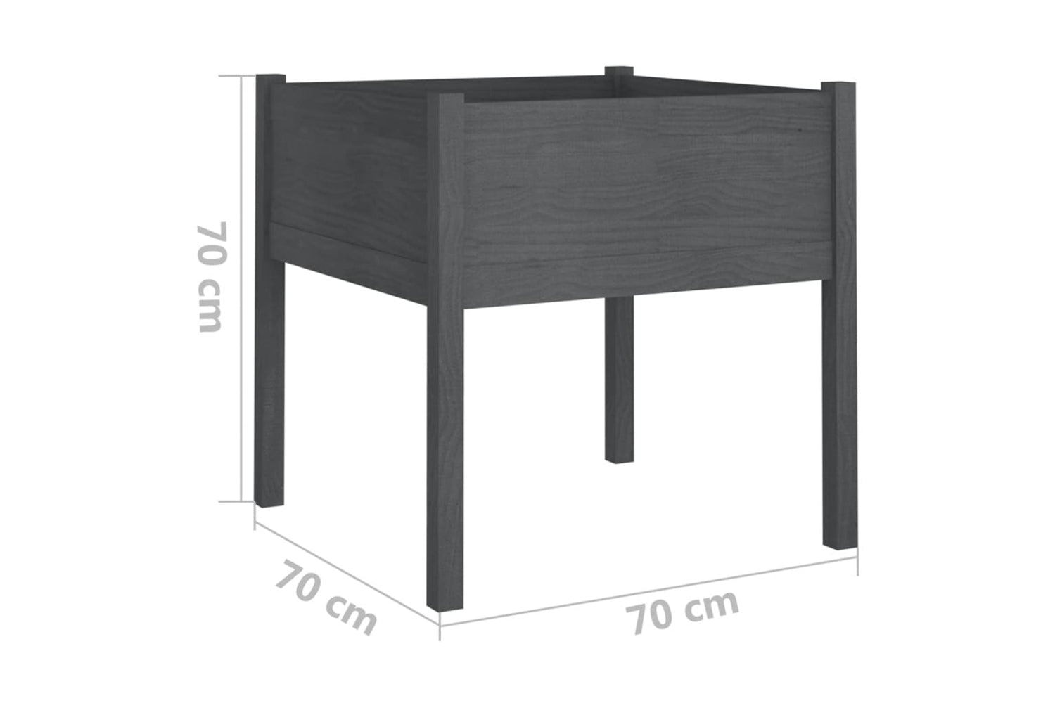 vidaXL 810813 Garden Planter Grey 70x70x70cm Solid Pinewood-6